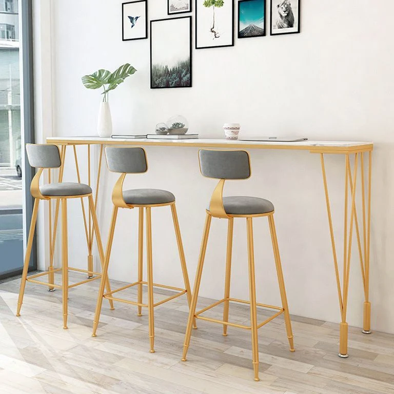 Tavolo da bar rettangolare con piano marmo artificiale Lussuoso tavolo da bistrot con 4 gambe Clearhalo