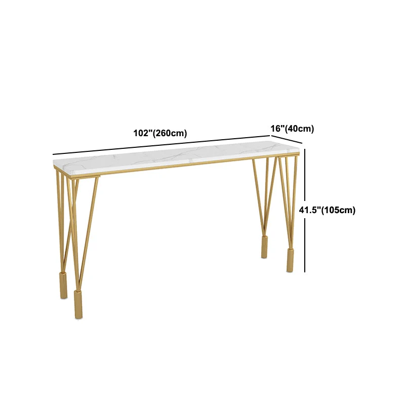 Tavolo da bar rettangolare con piano marmo artificiale Lussuoso tavolo da bistrot con 4 gambe Clearhalo