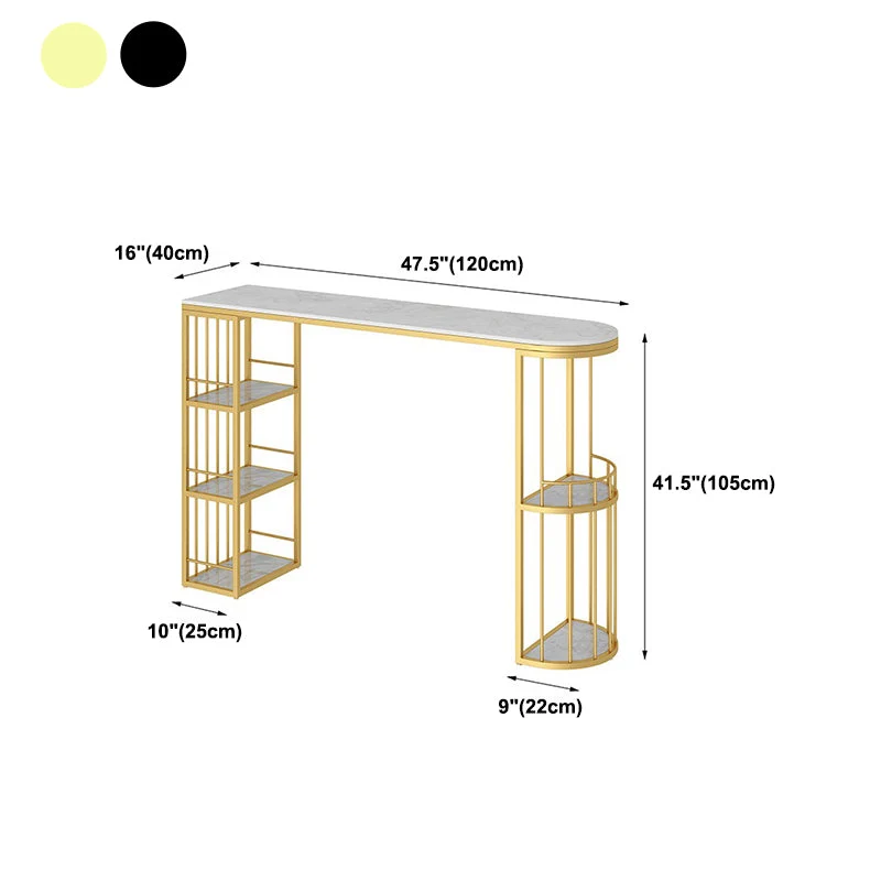 Tavolo da bar rettangolare con piano pietra sinterizzata Lussuoso tavolo da pub di forma irregolare con base metallo Clear...