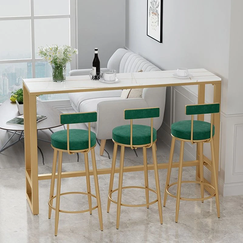 Tavolo da bar rettangolare con piano pietra Glam con finitura lucida. Tavolo da bistrot rettangolare con cavalletto Clearhalo