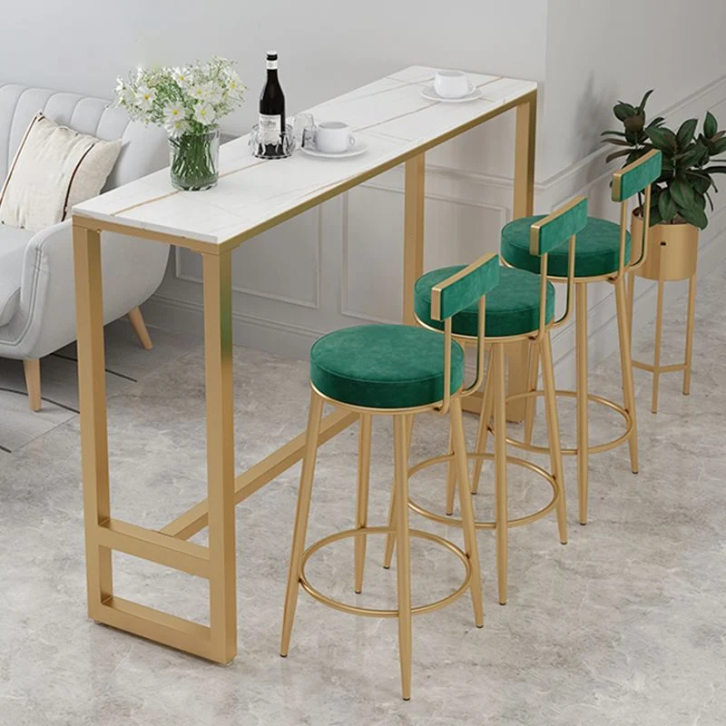 Tavolo da bar rettangolare con piano pietra Glam con finitura lucida. Tavolo da bistrot rettangolare con cavalletto Clearhalo