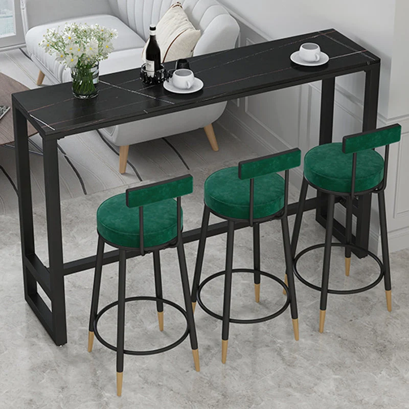 Tavolo da bar rettangolare con piano pietra Glam con finitura lucida. Tavolo da bistrot rettangolare con cavalletto Clearhalo