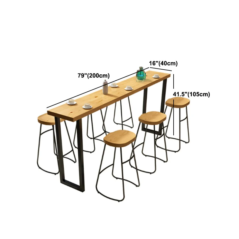 Tavolo da bar rettangolare con piano superiore Tavolo da bar legno stile industriale con altezza di 42 pollici Clearhalo