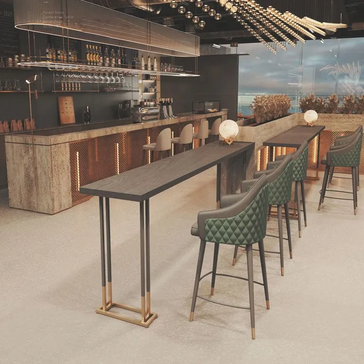 Tavolo da bar rettangolare Glam Tavolo da pranzo fisso legno massello per interni Clearhalo