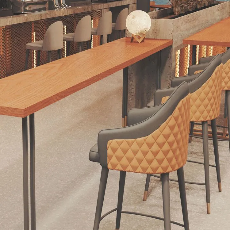 Tavolo da bar rettangolare Glam Tavolo da pranzo fisso legno massello per interni Clearhalo