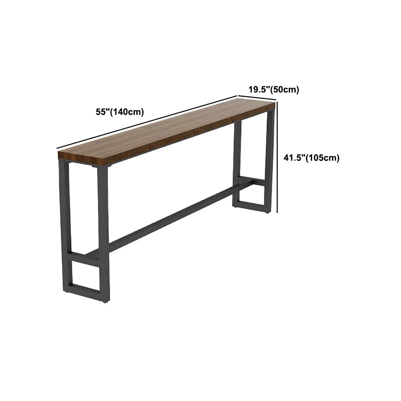 Tavolo da bar rettangolare industriale Tavolo da bistrò legno massello con base cavalletto nero Clearhalo