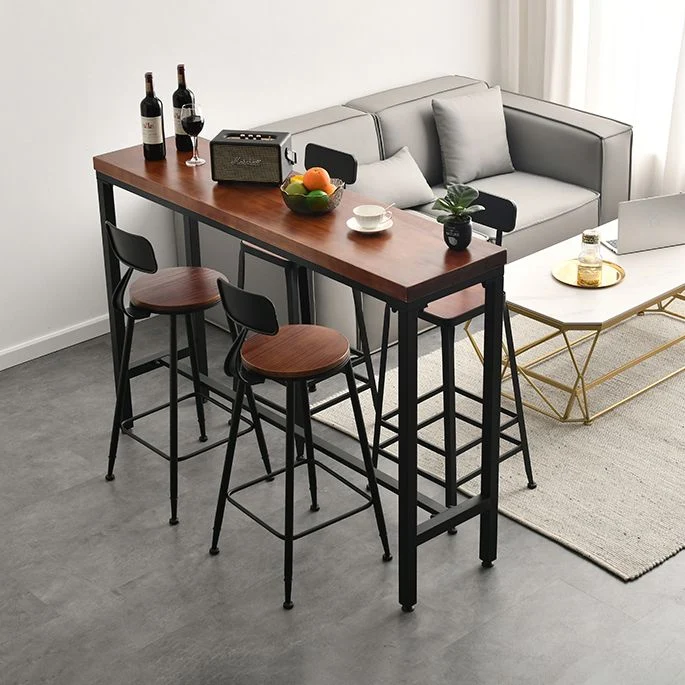 Tavolo da bar rettangolare industriale Tavolo da pranzo legno con gambe metallo Clearhalo