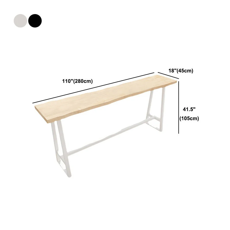 Tavolo da bar rettangolare legno massello stile industriale con poggiapiedi Clearhalo