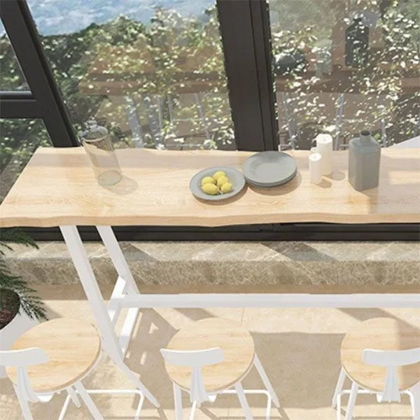Tavolo da bar rettangolare legno massello stile industriale con poggiapiedi Clearhalo
