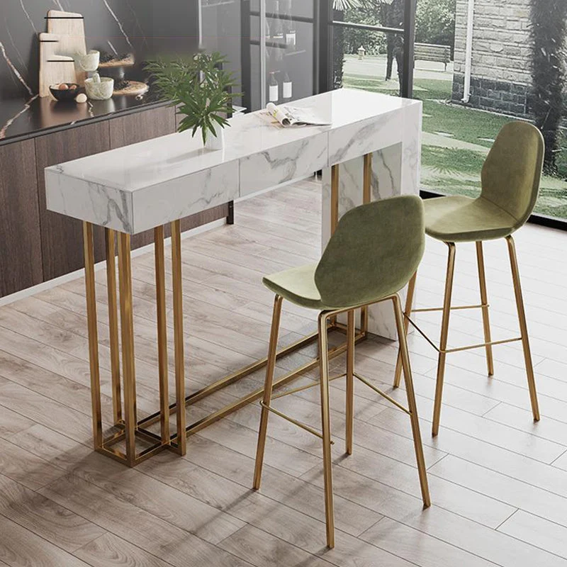 Tavolo da bar rettangolare pietra sinterizzata Nordic Glam per la casa Clearhalo