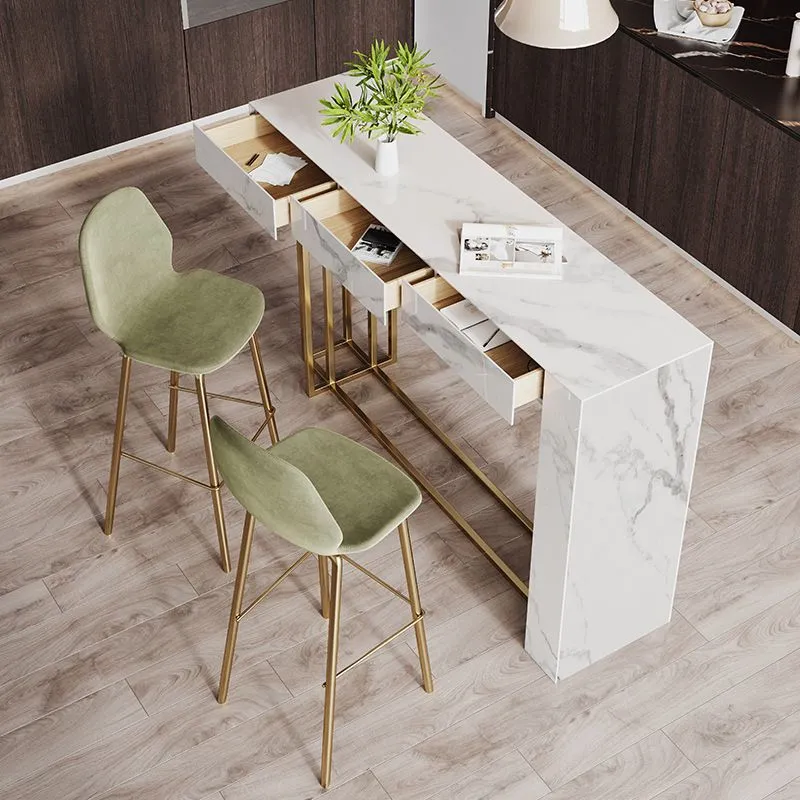 Tavolo da bar rettangolare pietra sinterizzata Nordic Glam per la casa Clearhalo