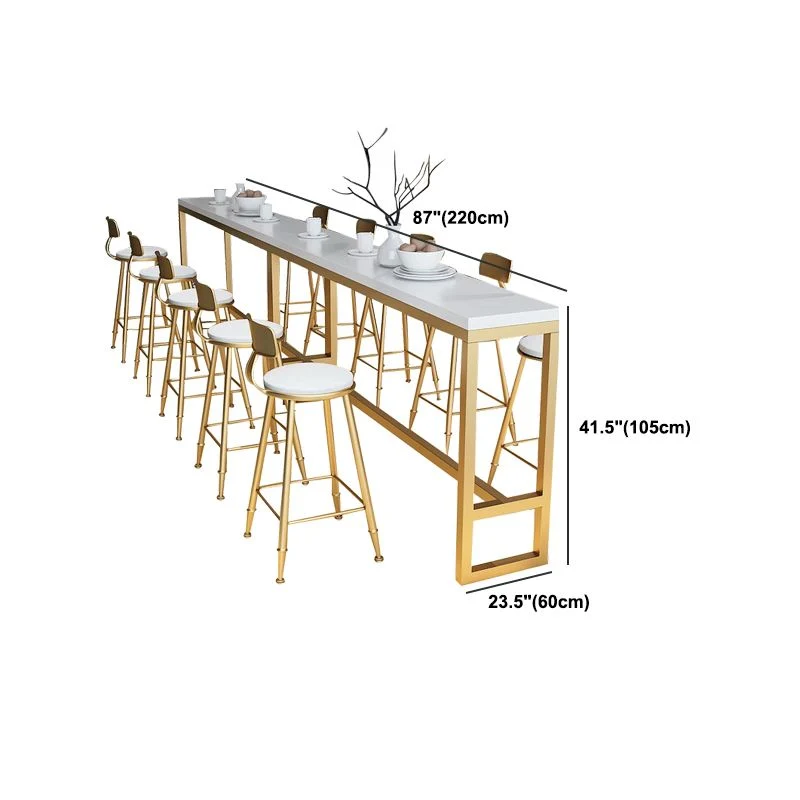 Tavolo da bar rettangolare stile glam, scrivania da bar bistrot con base su cavalletto legno massello Clearhalo