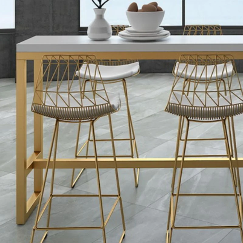 Tavolo da bar rettangolare stile glam, scrivania da bar bistrot con base su cavalletto legno massello Clearhalo