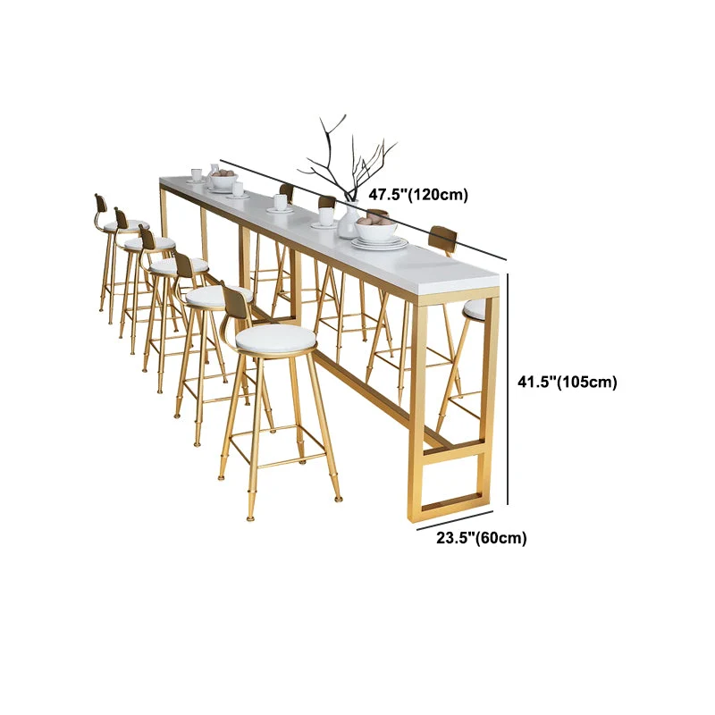 Tavolo da bar rettangolare stile glam, scrivania da bar bistrot con base su cavalletto legno massello Clearhalo