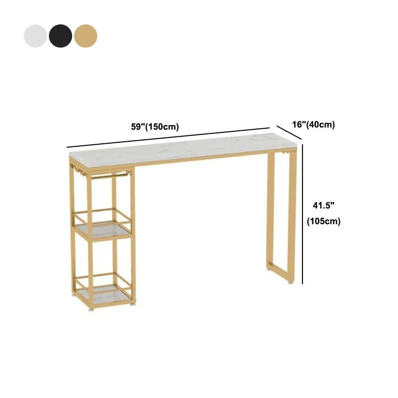 Tavolo da bar rettangolare stile glam, scrivania da bar bistrot finto marmo con contenitore Clearhalo