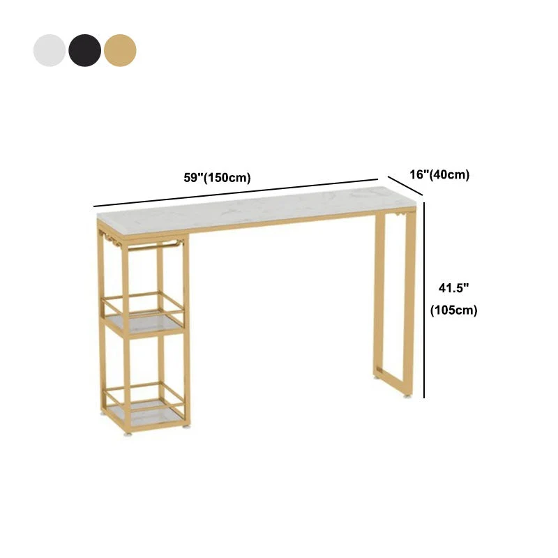 Tavolo da bar rettangolare stile glam, scrivania da bar bistrot finto marmo con contenitore Clearhalo