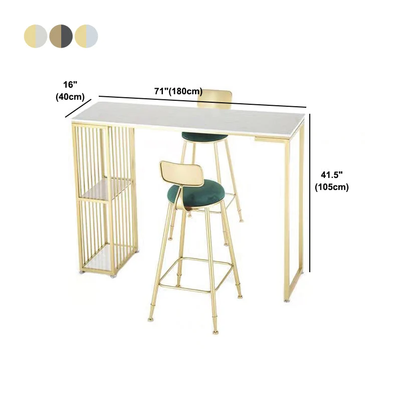 Tavolo da bar rettangolare stile glam Tavolo da pranzo fisso da bar con contenitore Clearhalo