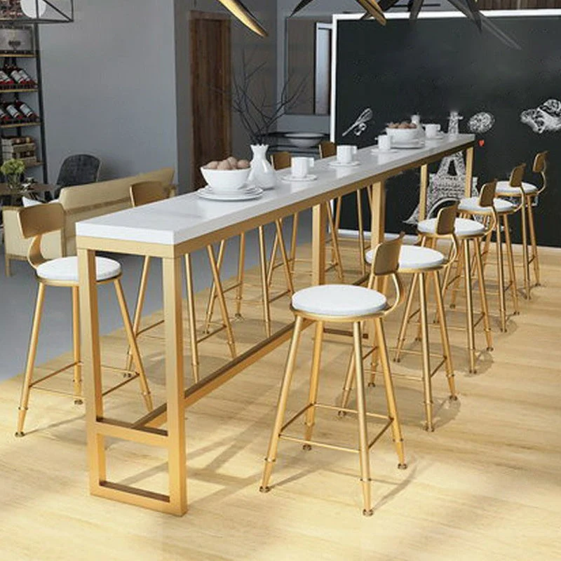 Tavolo da bar rettangolare stile Glam Tavolo da pranzo da bar con base su cavalletto legno massello Clearhalo