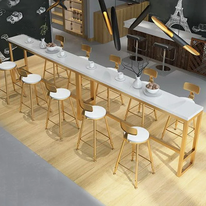 Tavolo da bar rettangolare stile Glam Tavolo da pranzo da bar con base su cavalletto legno massello Clearhalo