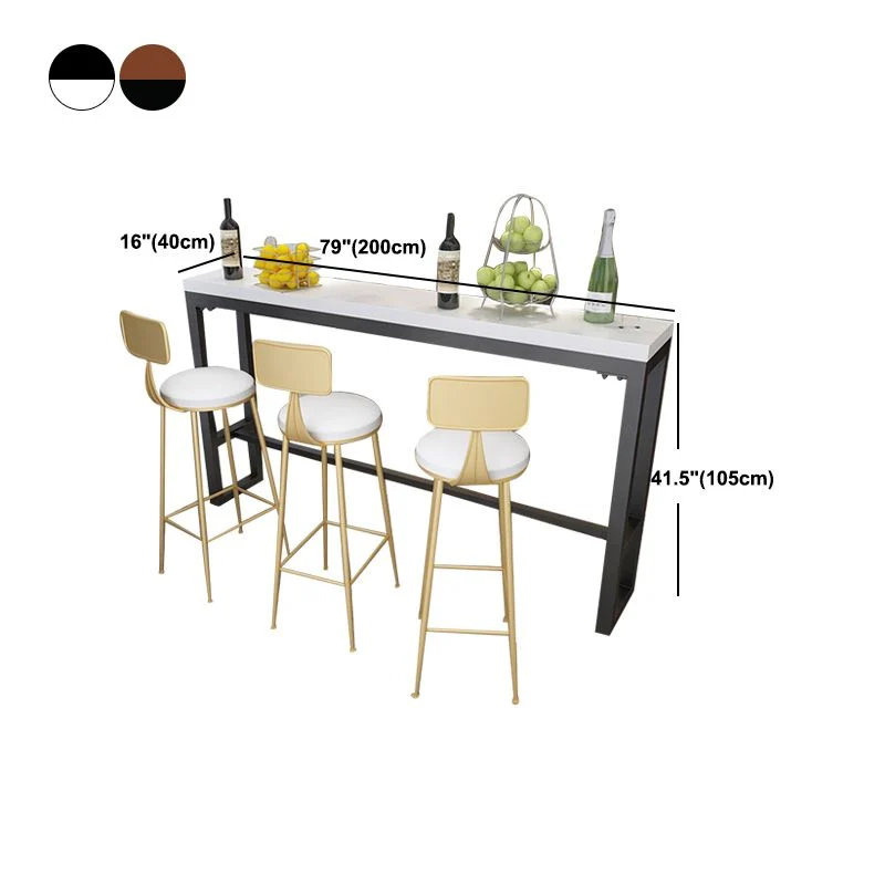Tavolo da bar rettangolare stile Glam Tavolo da pranzo da bar con base su cavalletto legno massello Clearhalo