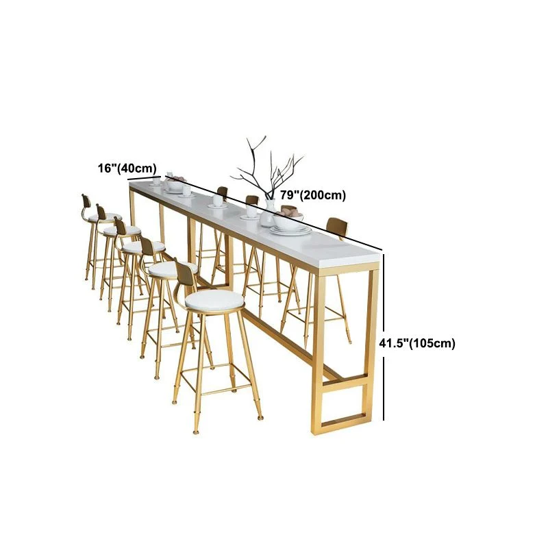 Tavolo da bar rettangolare stile Glam Tavolo da pranzo da bar con base su cavalletto legno massello Clearhalo
