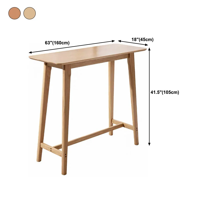 Tavolo da bar rettangolare stile moderno, scrivania da bar da bistrot legno massello con poggiapiedi Clearhalo