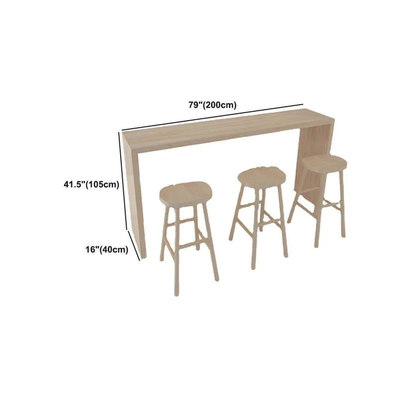 Tavolo da bar rettangolare stile moderno Tavolo da pranzo da bar legno massello di colore naturale Clearhalo