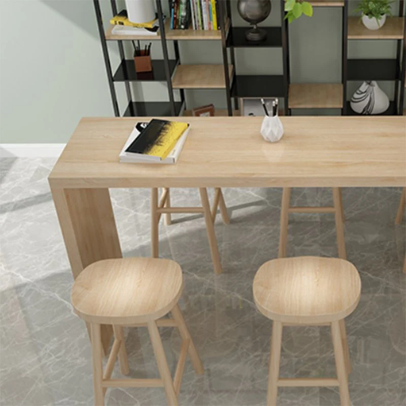 Tavolo da bar rettangolare stile moderno Tavolo da pranzo da bar legno massello di colore naturale Clearhalo