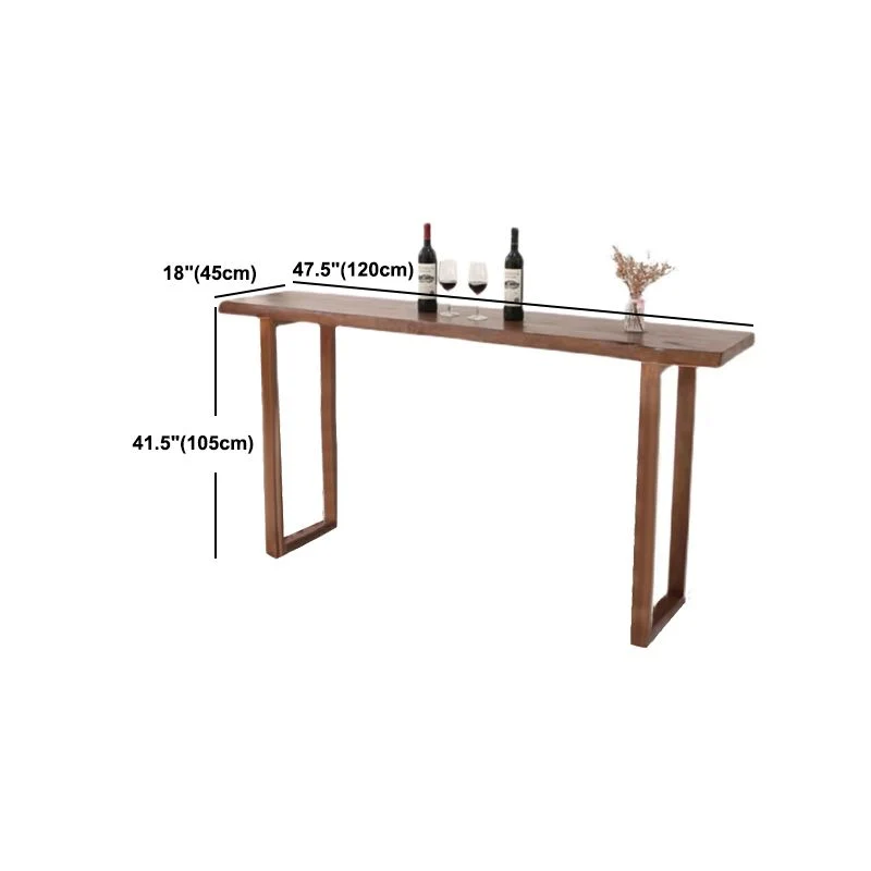 Tavolo da bar rettangolare stile moderno Tavolo da pranzo da bar legno massello di pino color marrone Clearhalo
