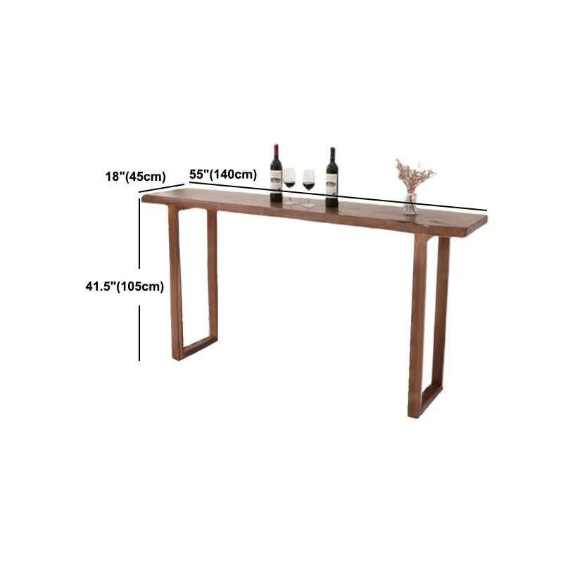 Tavolo da bar rettangolare stile moderno Tavolo da pranzo da bar legno massello di pino color marrone Clearhalo