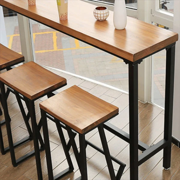 Tavolo da bar rettangolare stile moderno Tavolo da pranzo da bar legno massello di pino color naturale Clearhalo