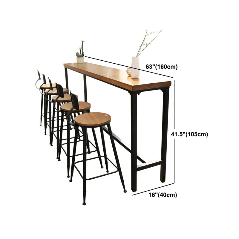 Tavolo da bar rettangolare stile moderno Tavolo da pranzo da bar legno massello di pino color naturale Clearhalo