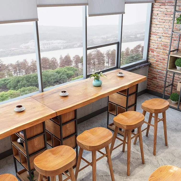Tavolo da bar rettangolare Tavolo da bar moderno legno con base slitta Clearhalo