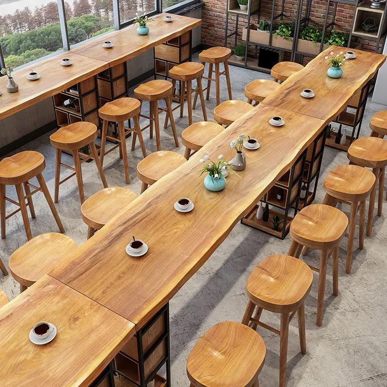 Tavolo da bar rettangolare Tavolo da bar moderno legno con base slitta Clearhalo
