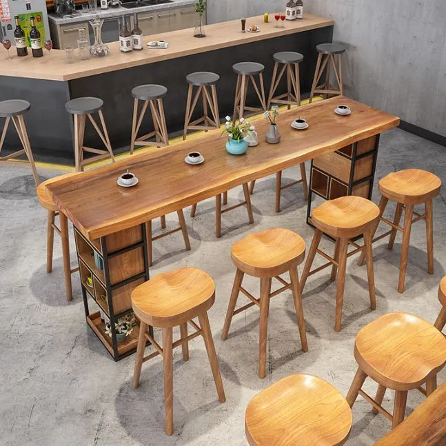 Tavolo da bar rettangolare Tavolo da bar moderno legno con base slitta Clearhalo