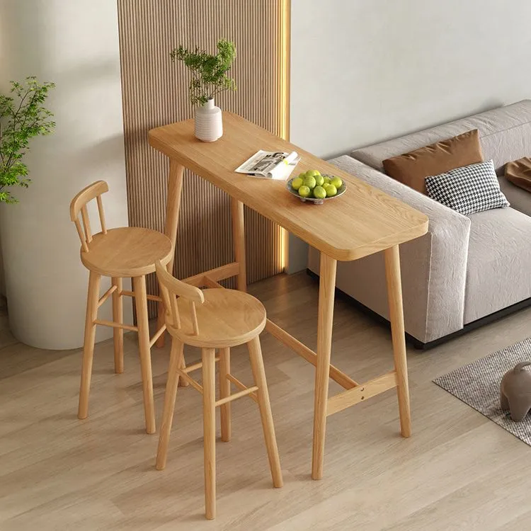 Tavolo da bar rettangolare Tavolo da bar moderno legno massello con base cavalletto Clearhalo