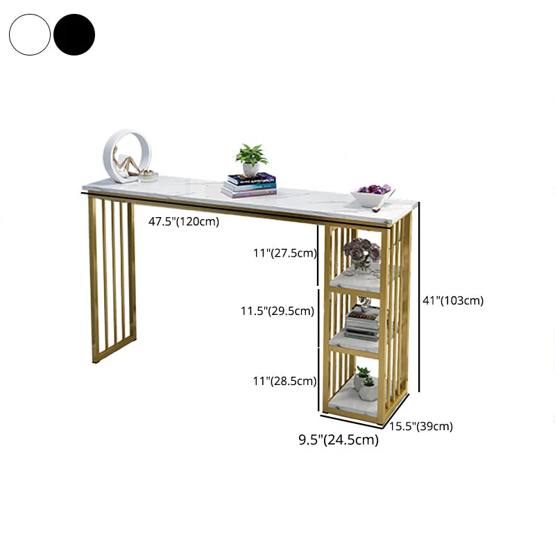 Tavolo da bar rettangolare Tavolo da pranzo da bar moderno con base slitta oro Clearhalo
