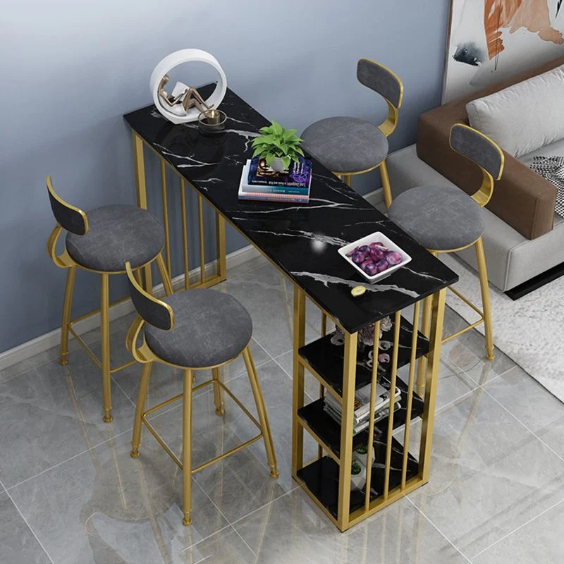 Tavolo da bar rettangolare Tavolo da pranzo da bar moderno con base slitta oro Clearhalo