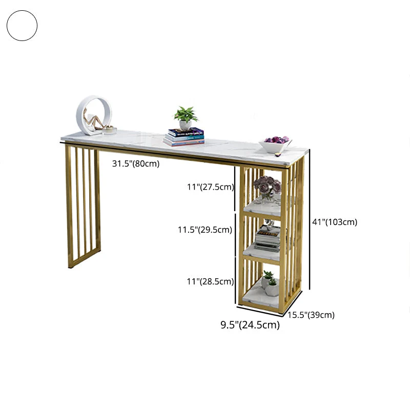 Tavolo da bar rettangolare Tavolo da pranzo da bar moderno con base slitta oro Clearhalo