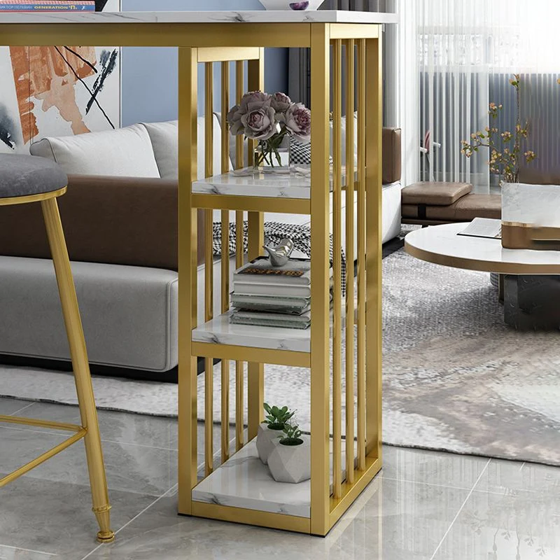 Tavolo da bar rettangolare Tavolo da pranzo da bar moderno con base slitta oro Clearhalo