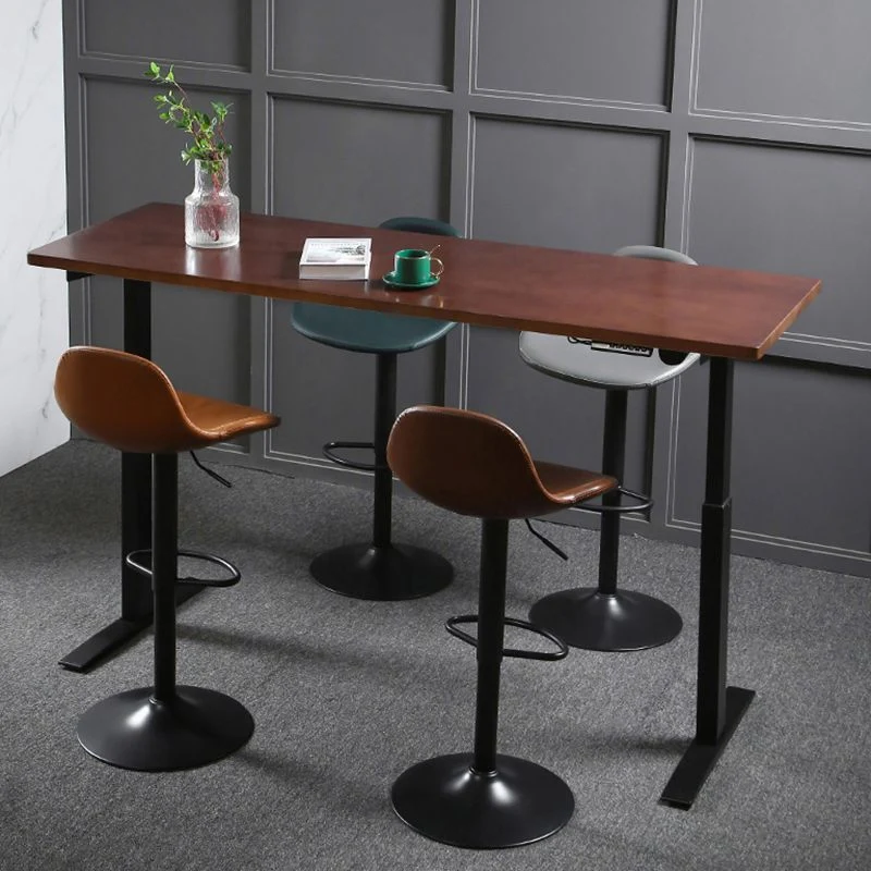 Tavolo da bar sollevabile con piano legno stile industriale per caffetteria Clearhalo
