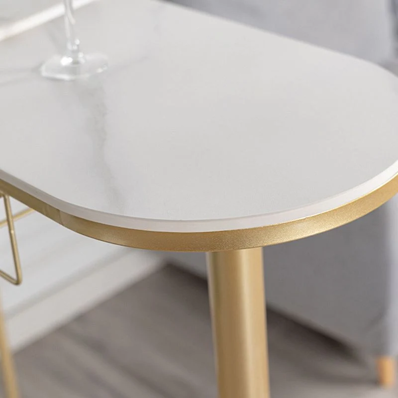Tavolo da bar stile glam pietra da 42 pollici con ripiano portaoggetti Clearhalo