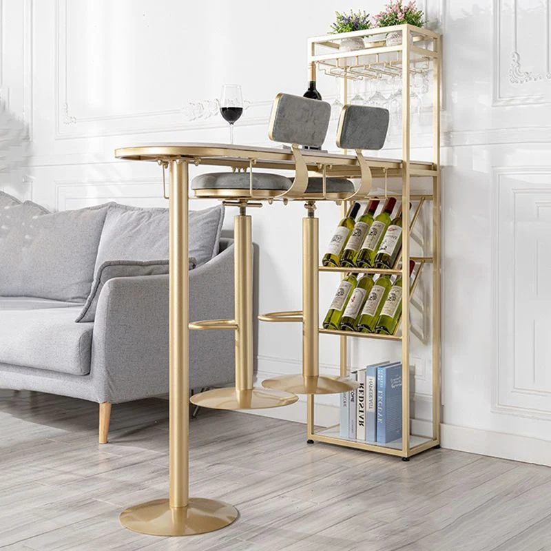 Tavolo da bar stile glam pietra da 42 pollici con ripiano portaoggetti Clearhalo
