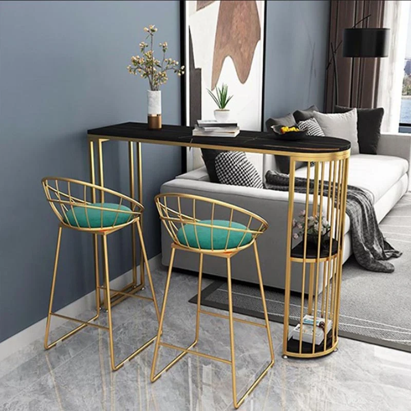 Tavolo da bar stile glam, tavolo da bistrot con piano pietra, con ripiano Clearhalo