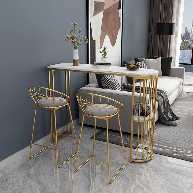 Tavolo da bar stile glam, tavolo da bistrot con piano pietra, con ripiano Clearhalo