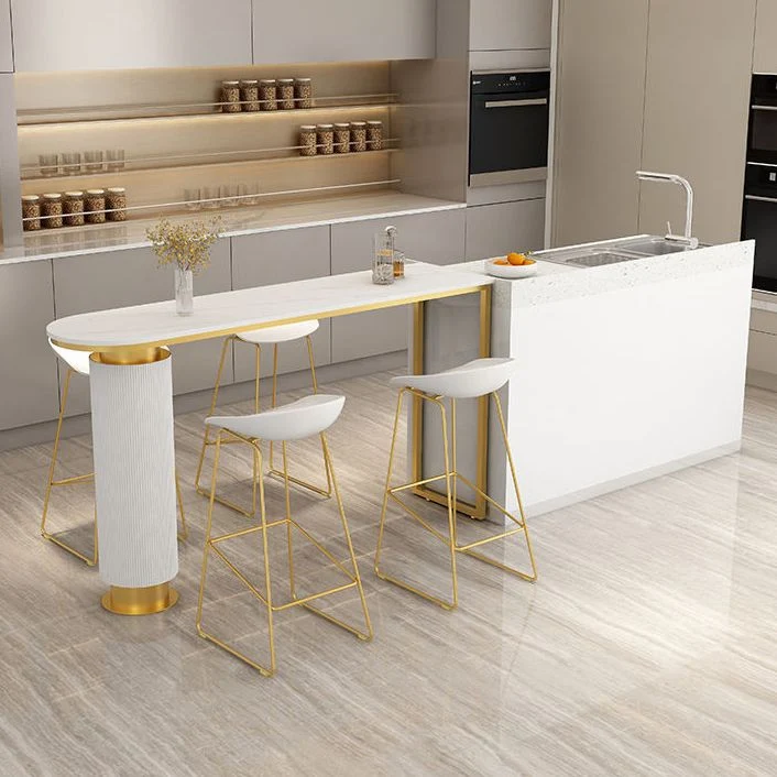 Tavolo da bar stile glam Tavolo da pranzo da bar con doppio piedistallo pietra per interni Clearhalo
