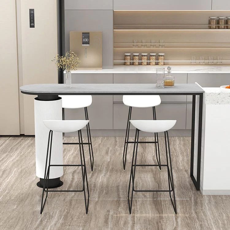 Tavolo da bar stile glam Tavolo da pranzo da bar con doppio piedistallo pietra per interni Clearhalo