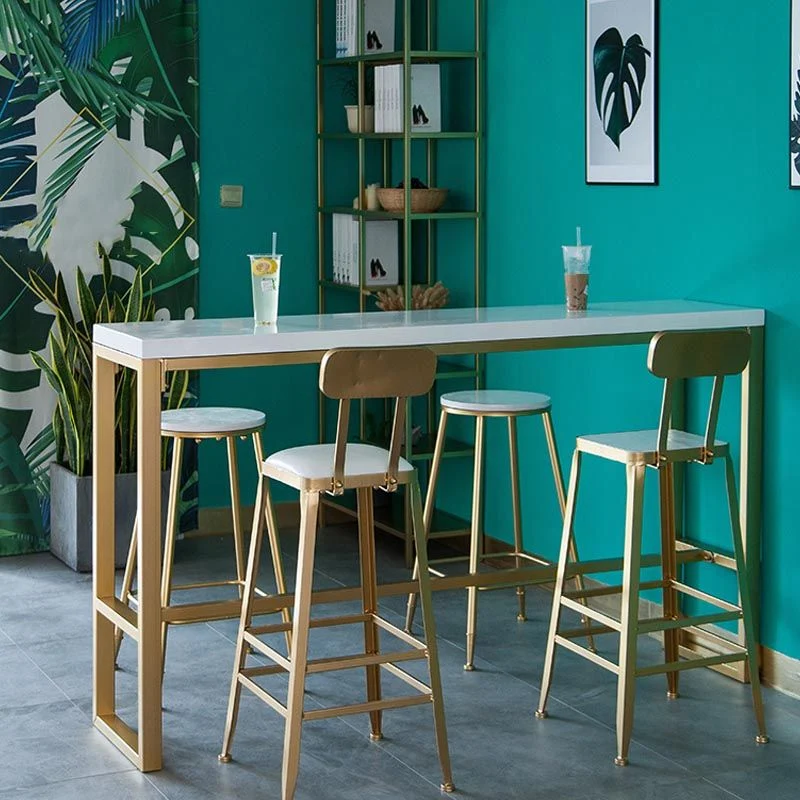 Tavolo da bar stile glam Tavolo da pub con piedistallo dorato per soggiorno Clearhalo