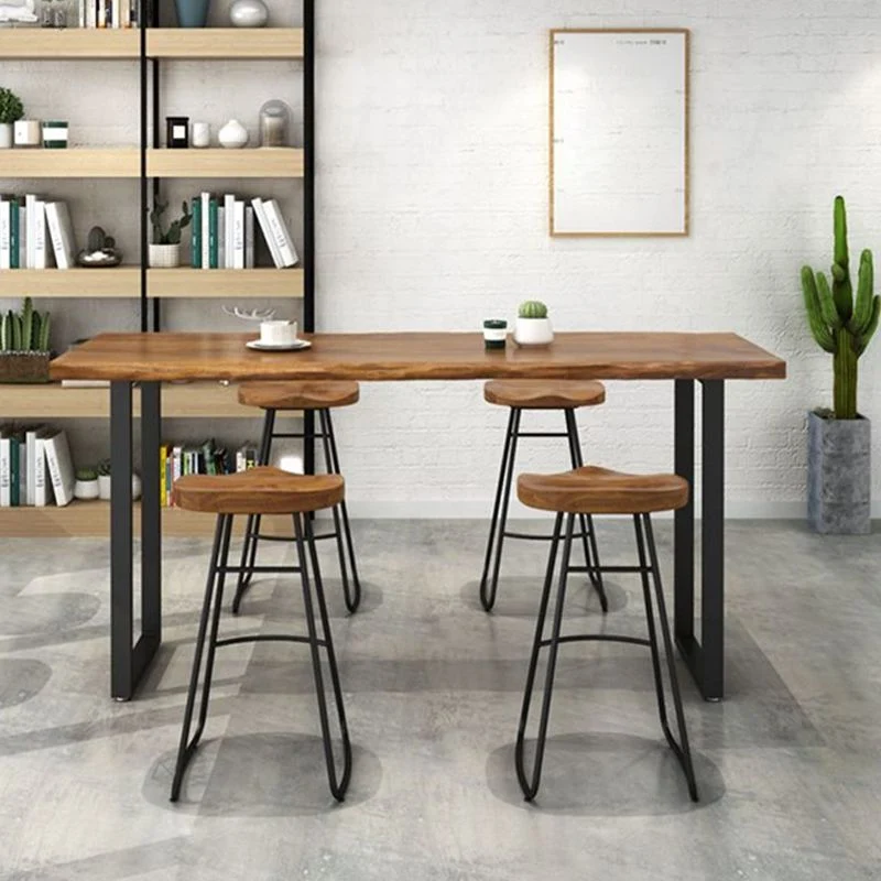 Tavolo da bar stile industriale con piano legno rettangolare da ristorante Clearhalo