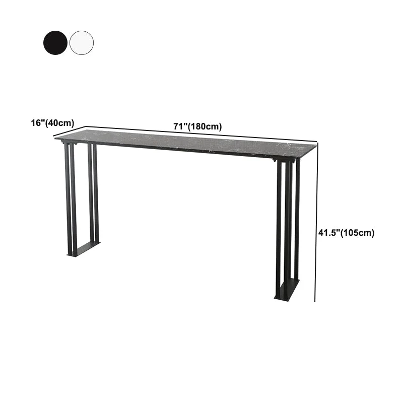 Tavolo da bar stile industriale, scrivania da bar bistrot rettangolare finto marmo con base slitta Clearhalo